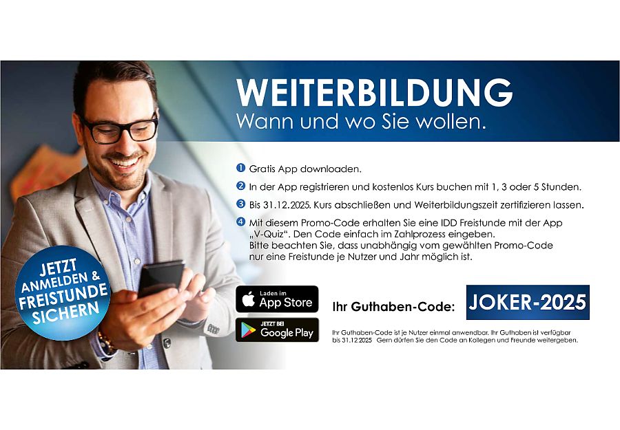 V-Quiz - die erste Weiterbildungs-App gemäß IDD V-Quiz - die erste Weiterbildungs-App gemäß IDD