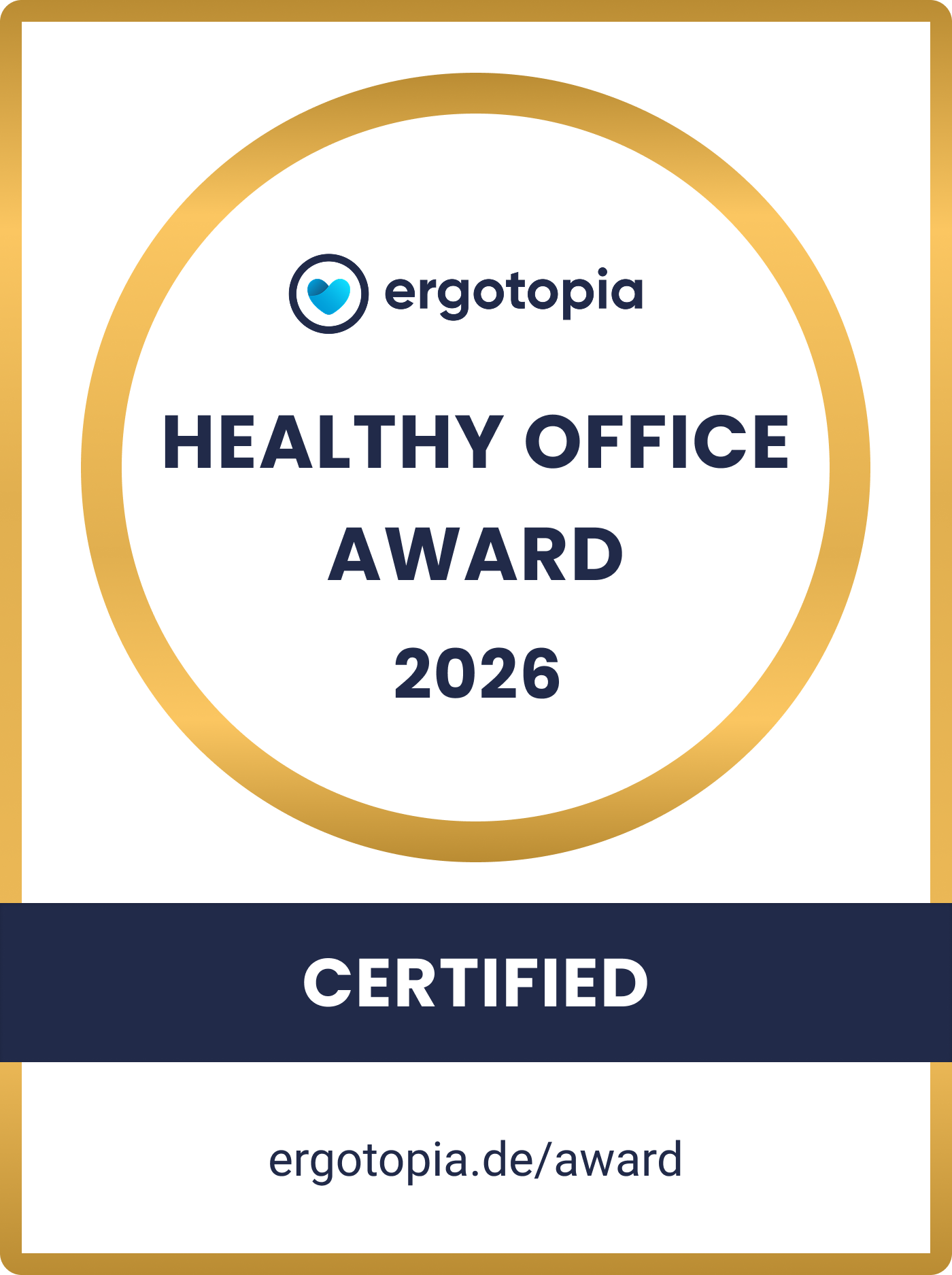 Ergotopia Healthy Office Award 2026 – Certified